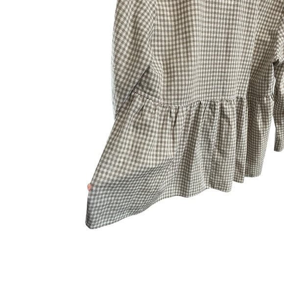 TUCKERNUCK POMANDER PLACE GINGHAM TAUPE WHITE SCARLETT LINEN COTTON BLOUSE - Picture 10 of 16